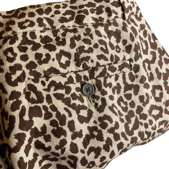 J. Crew Women's Leopard Print Cafe Capri Linen Cuffed Pants Size 12 Slacks - Picture 8 of 8